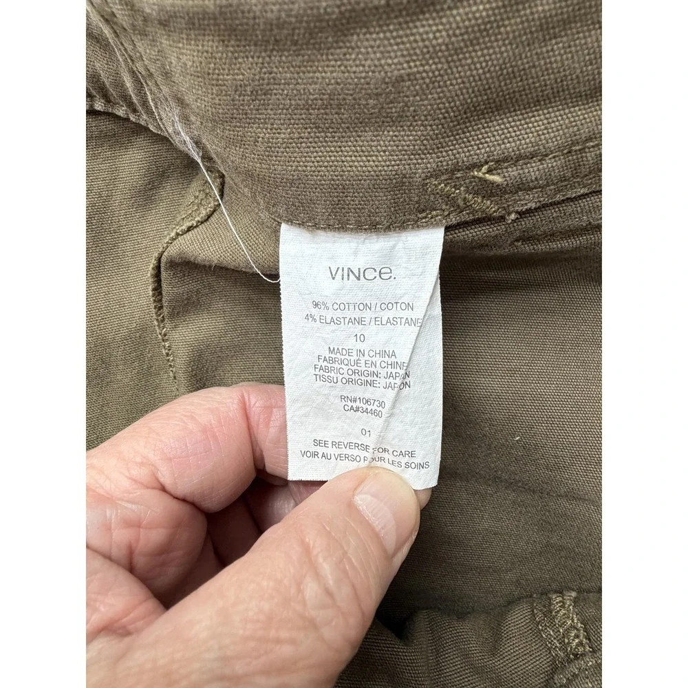 Vince Carpenter Pants Womens 10‎ Green Cropped Straight Leg Stretch Twill Casual
